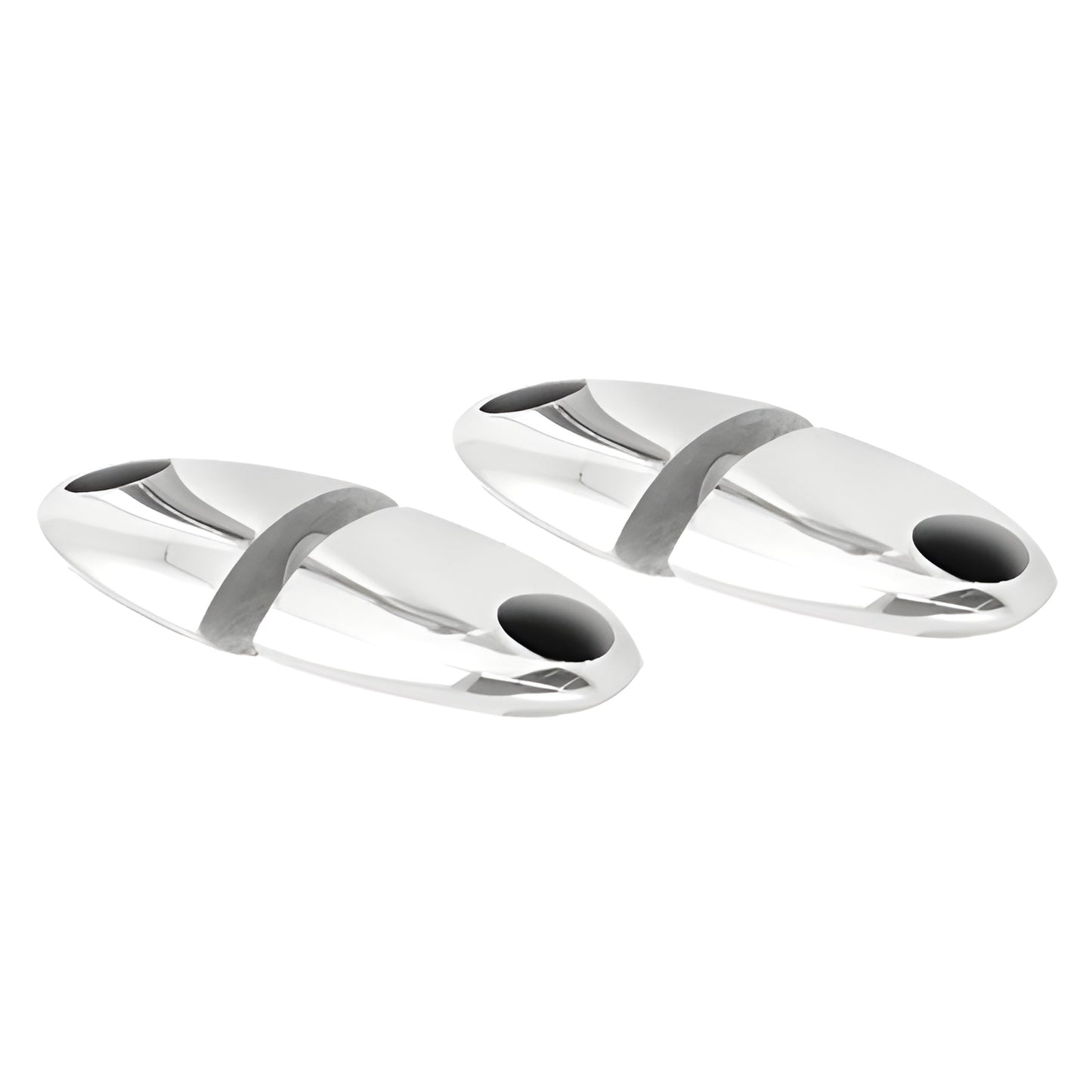 VP2PS polished stainless steel Variant Series replacement mounting posts, chrome oval design, two shown.