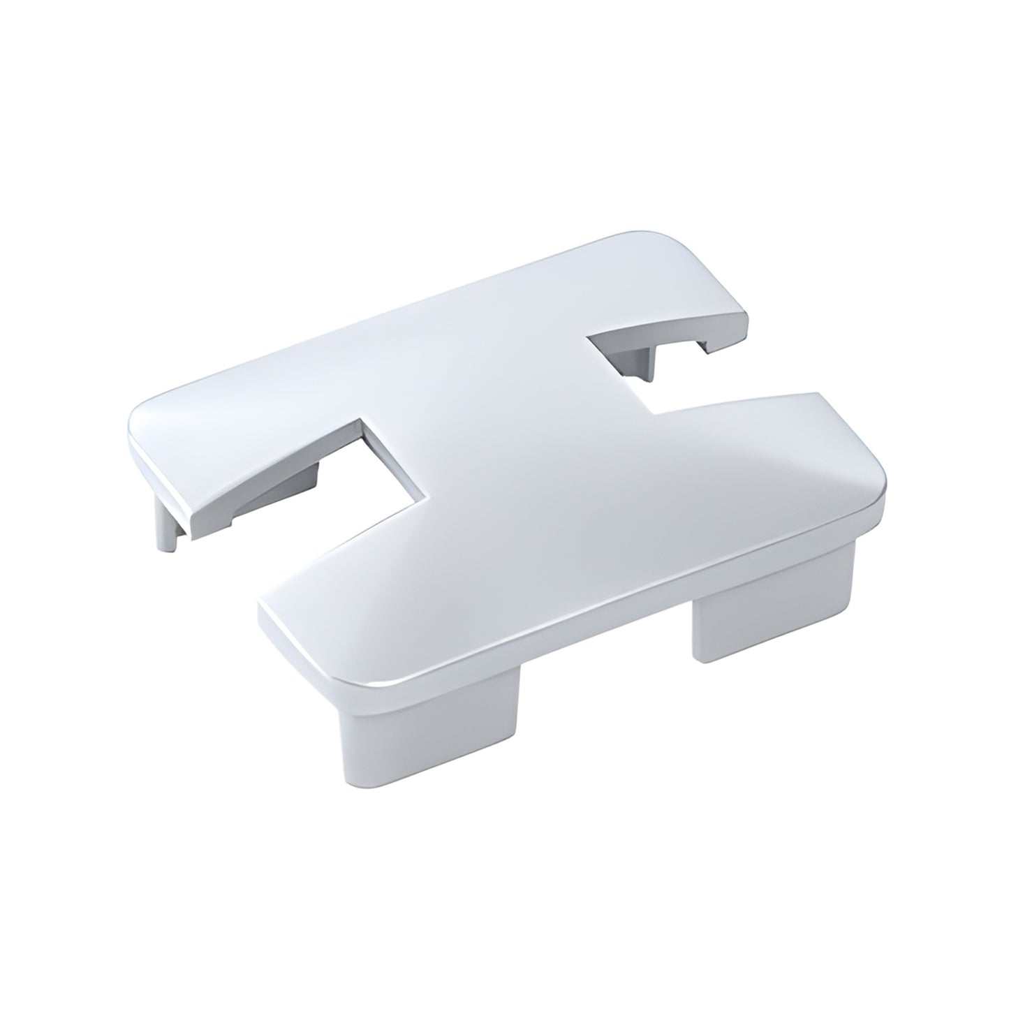 Notched rectangular aluminum post top cap (mill finish) for glass windscreens, SKU NC1CM