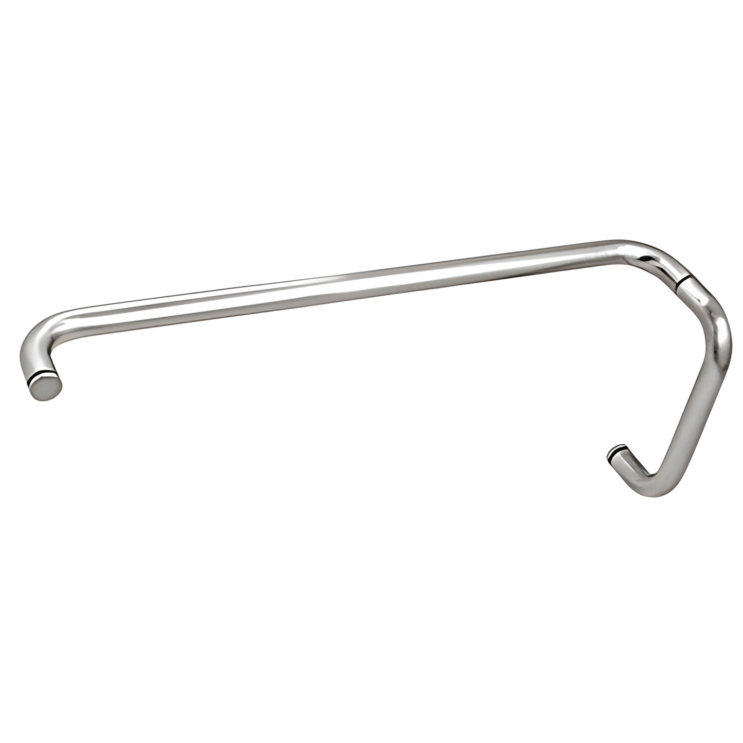 Polished chrome 3/4" brass pull handle with 22" towel bar for glass doors, SKU BMNW8X22CH