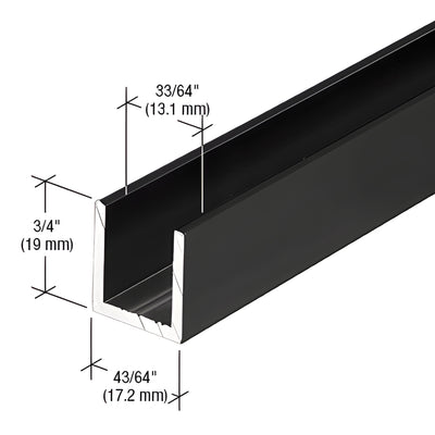 CRL Matte Black 1/2" Deep U-Channel for Fixed Glass Shower Panel 95"