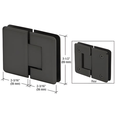 CRL Pinnacle Matte Black 180° Frameless Glass-to-Glass Shower Hinge