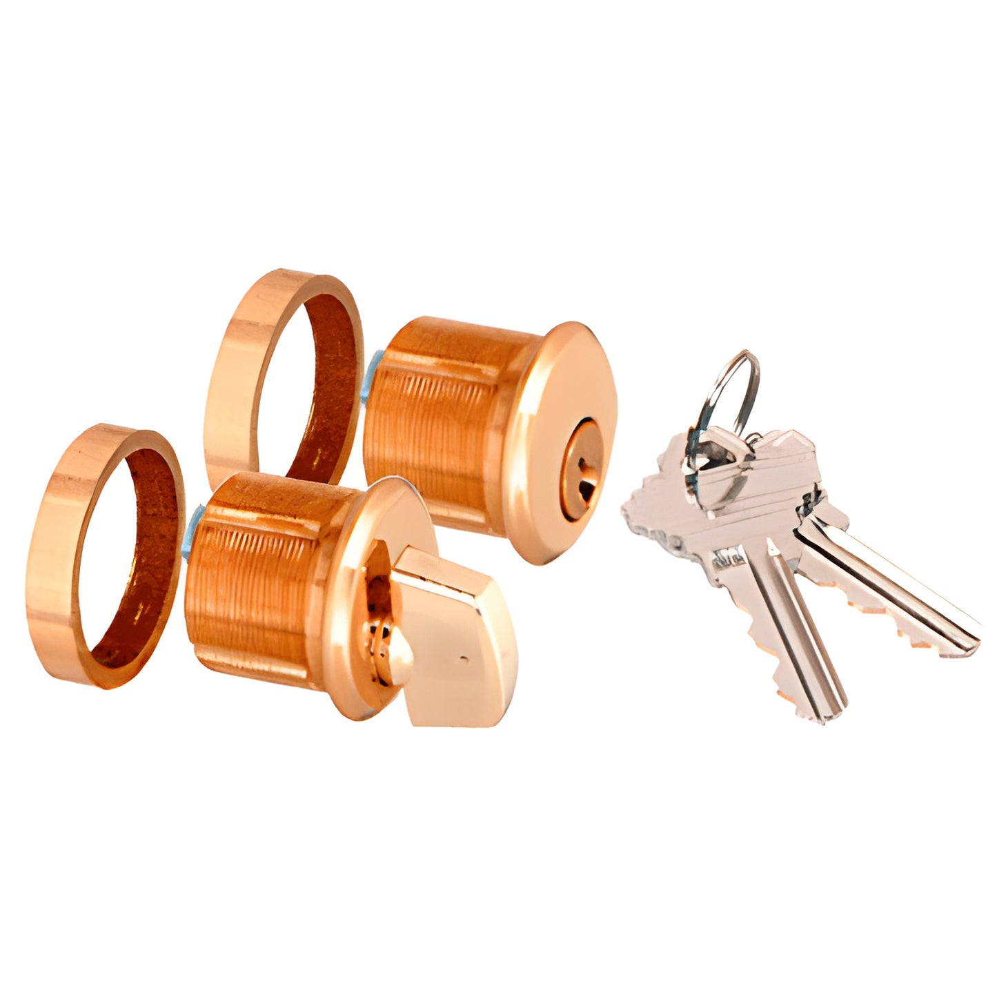 AMR215CTBR polished brass patch lock cylinders with thumbturn and key set for frameless glass doors