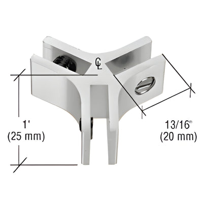 CRL Chrome Anodized Aluminum 3-Way 120° Glass Connector