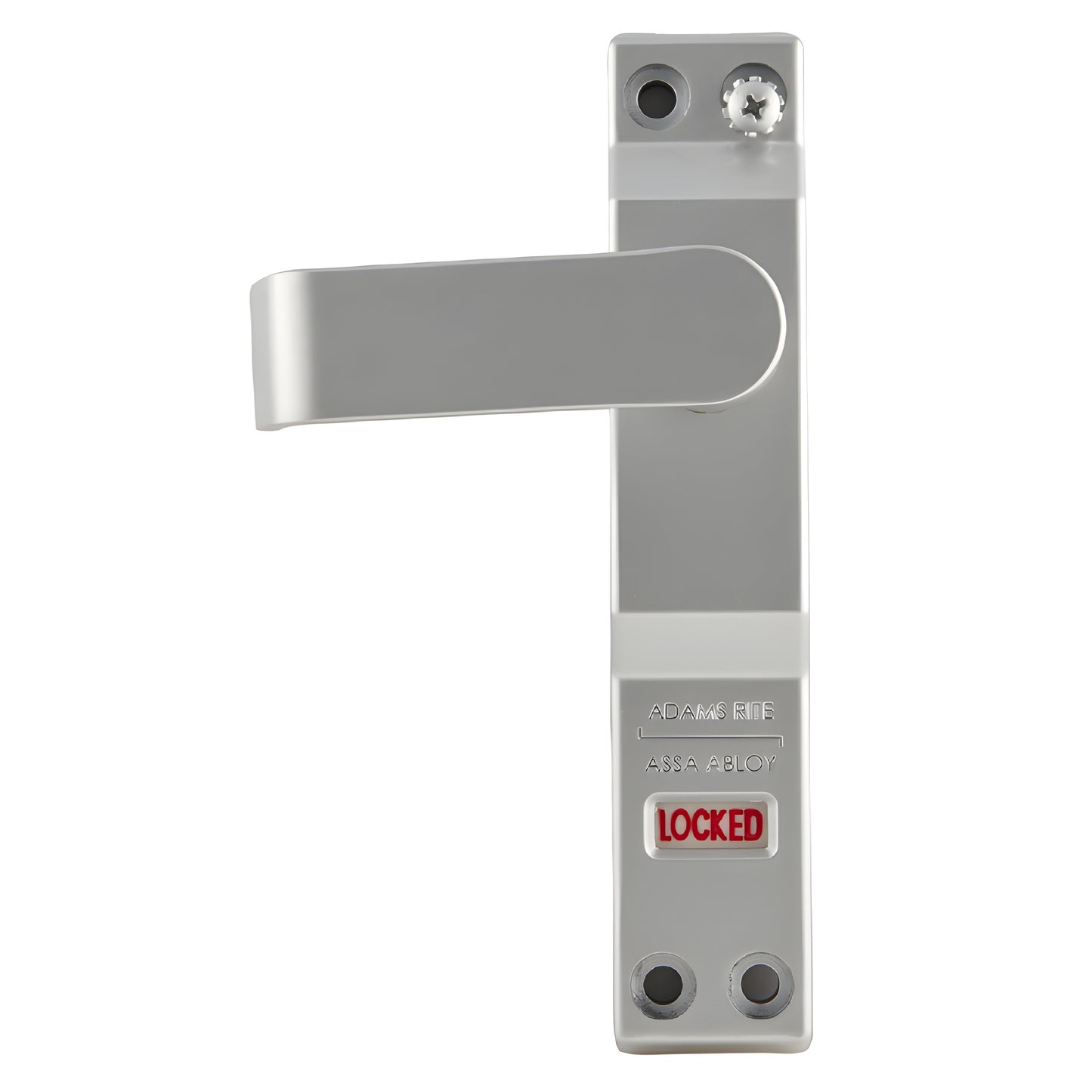 Adams Rite DH55011L aluminum 3-inch end-return deadlock lever with red LOCKED indicator, reversible, for hollow metal doors.