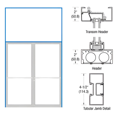 CRL-U.S. Aluminum 451 76x126 Transom Double Door Frame, Bronze/Black