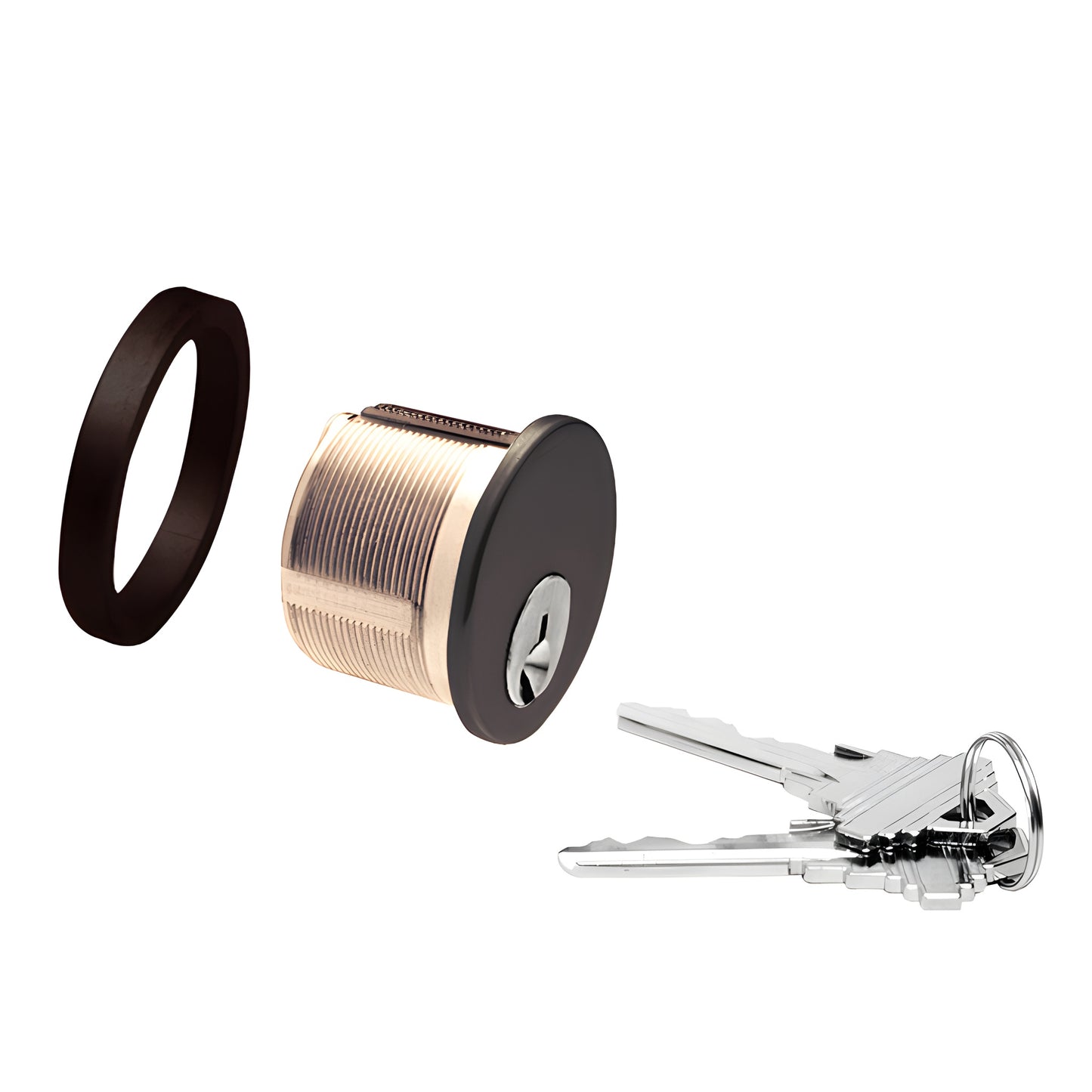 DRA50DU dark bronze 1 in brass mortise cylinder, 5 pin Schlage C keyway, keyed alike - includes retaining ring and keys