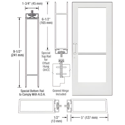 CRL-U.S. Aluminum White KYNAR 550 Wide-Stile Geared-Hinge Door
