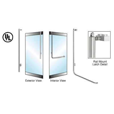 CRL-Blumcraft® Brushed Stainless Left Hand Reverse Rail Mount Keyed Access "JS" Exterior, Top Securing Panic Handle for 3/4" Glass