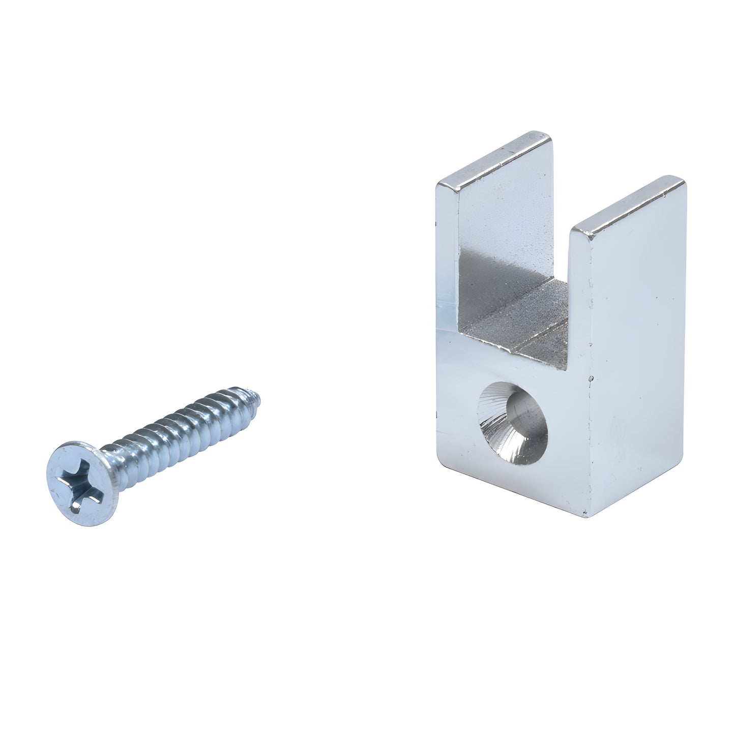 D697BA CRL aluminum brite-anodized post saddle with mounting screw for 1/4 in. (6 mm) glass partitions