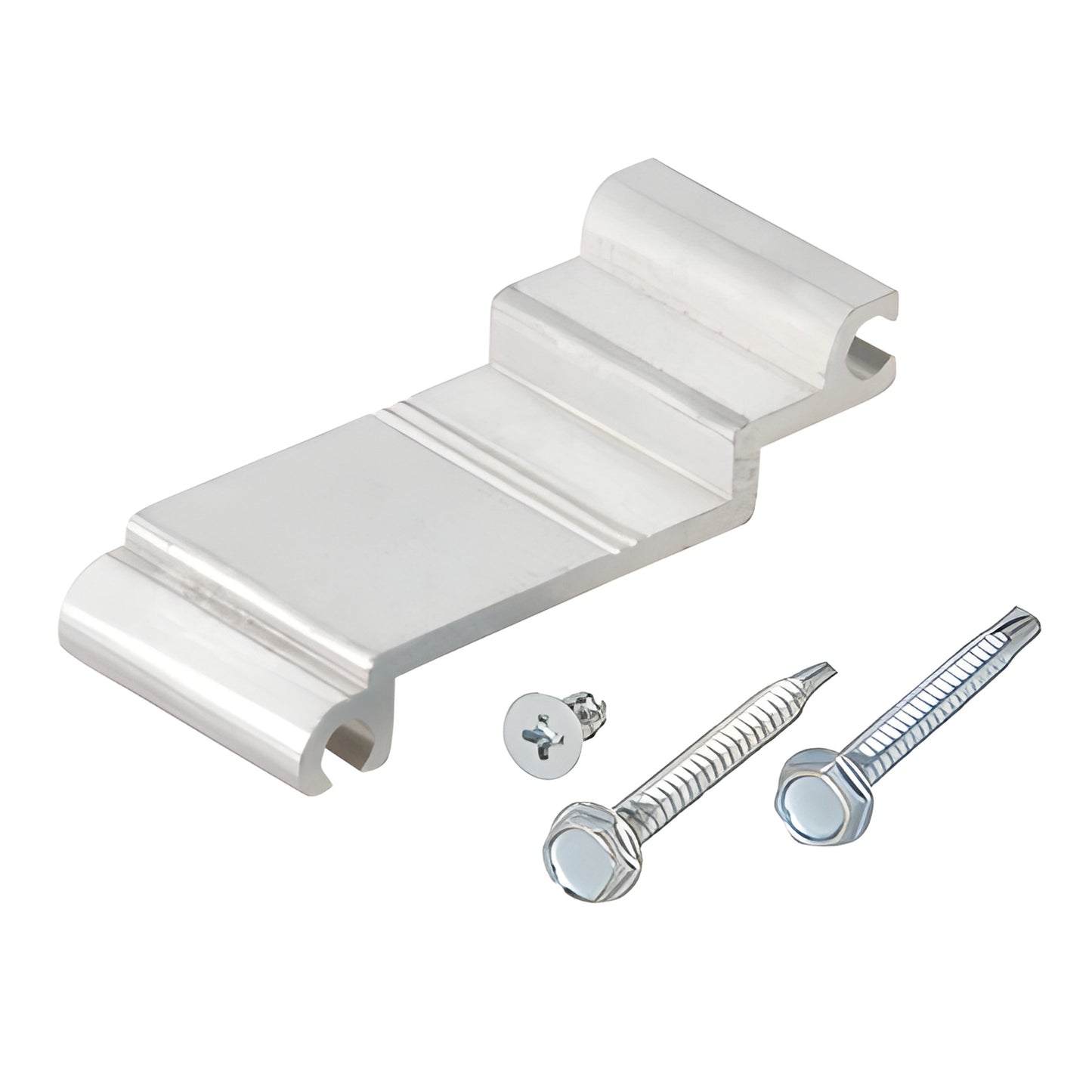 Mill-finish aluminum shear block for intermediate horizontals with included screws - SKU AP413.