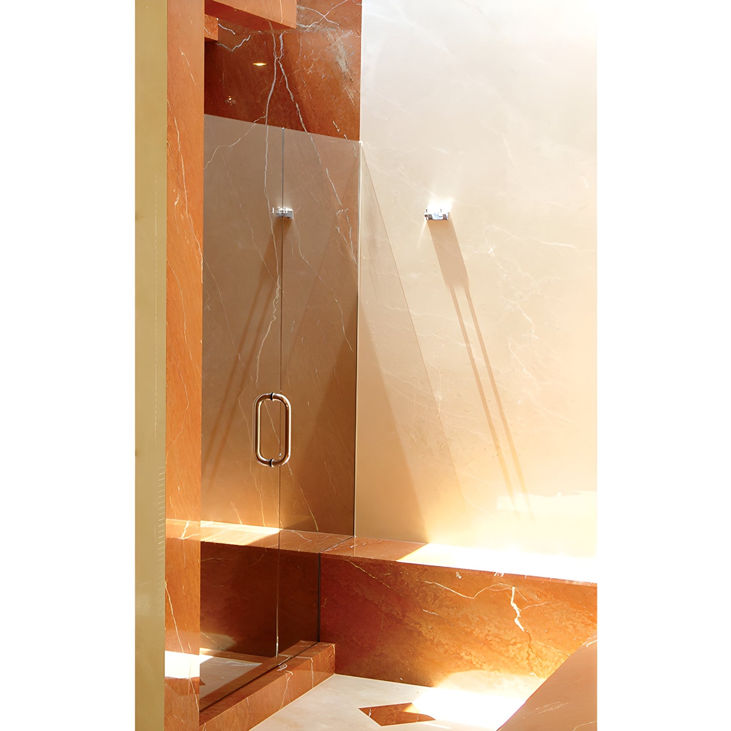 Brushed nickel solid brass U-shaped shower door pull, 3/4" dia, fits 1/4-1/2" glass - SKU BPS6BN