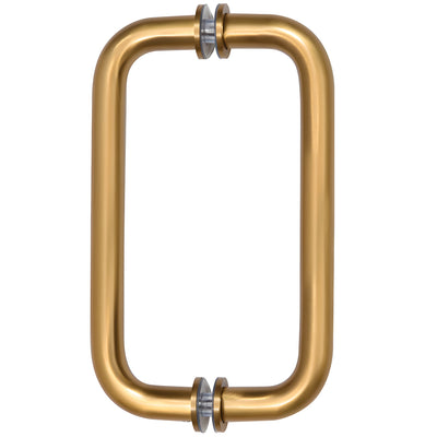 CRL Modern Gold 8" Back-to-Back Solid Brass 3/4" Diameter Pull Handles with Metal Washers