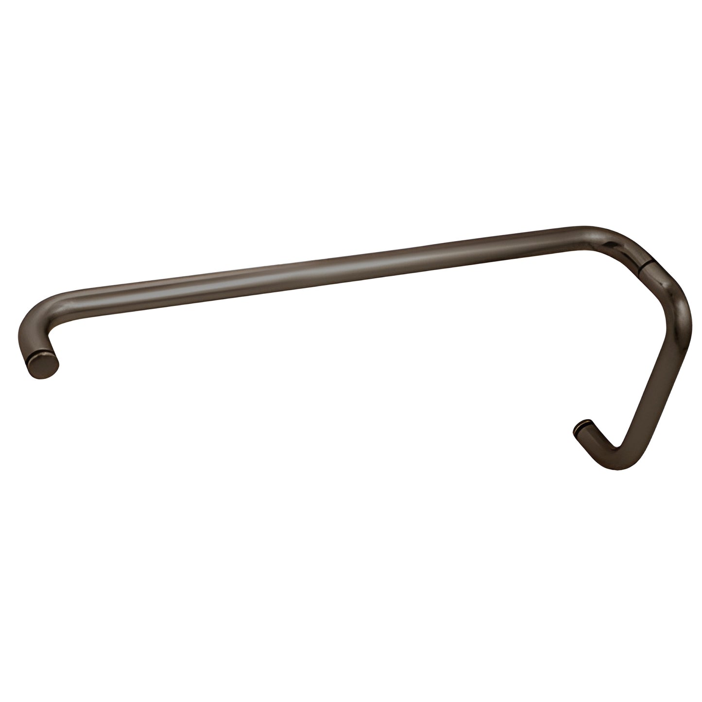 Oil rubbed bronze brass tubular 8" pull with 22" towel bar combo for frameless glass (SKU BMNW8X220RB)