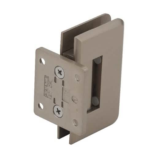 CRL Brushed Bronze Pinnacle 074 Series Wall Mount Short Back Plate Hinge in use