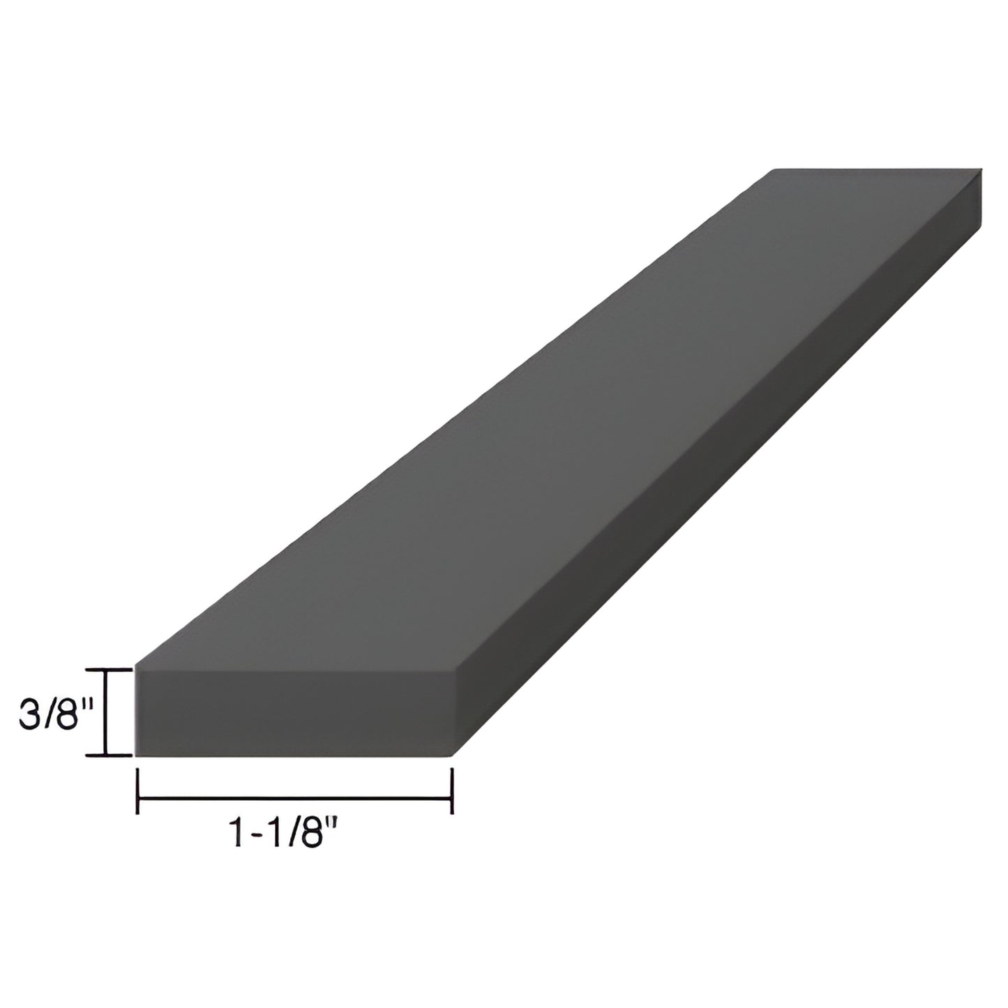 Black EPDM rubber setting block (SKU SBEP5), rectangular - 4 in long, 1-1/8 in wide, 3/8 in thick.