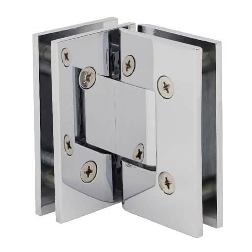 Polished Chrome Vienna 092 Series 90-Degree Glass Hinge for sleek, modern shower design.
