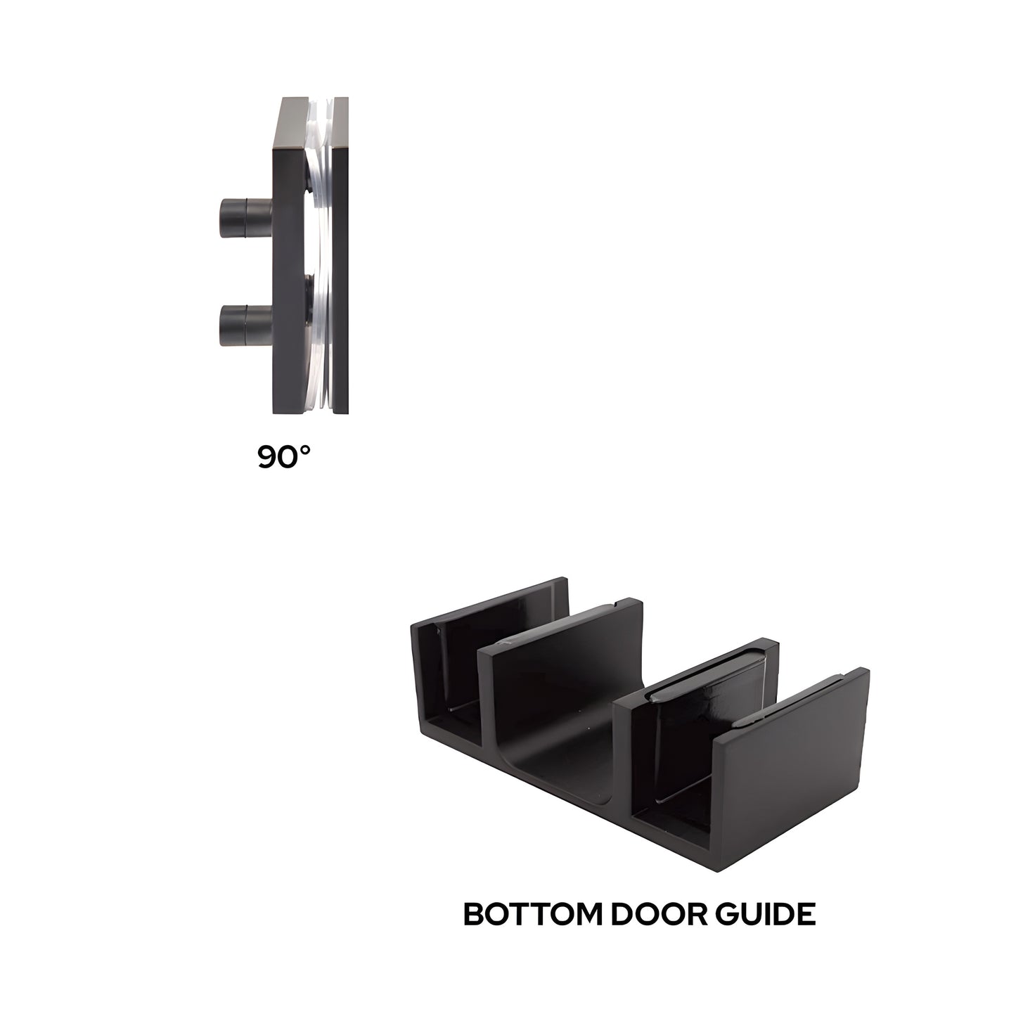 Brixen matte black 90 accessory kit and bottom guide for sliding shower door, SKU BRXACCKMBL