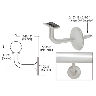 CRL Pismo Brushed Stainless Steel Wall-Mount Handrail Bracket