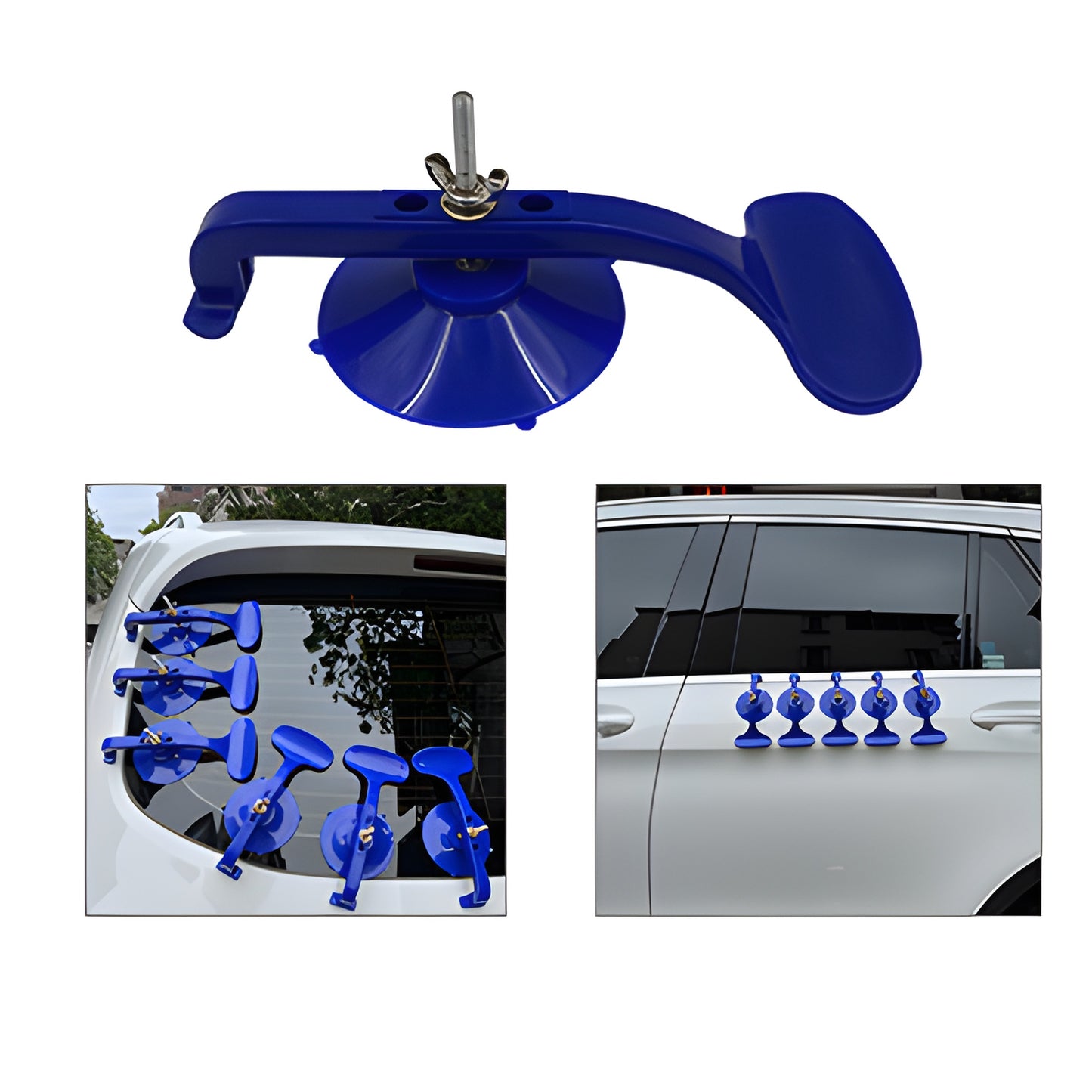 Blue CRL Suck N Clamp SC6 suction clamp with three position arm for hands free windshield and trim installation.