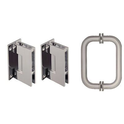 CRL Brushed Nickel Geneva Shower Pull and Hinge Set