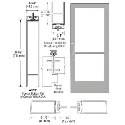 CRL-U.S. Aluminum Offset Hung Geared Hinge Door for Overhead Closer