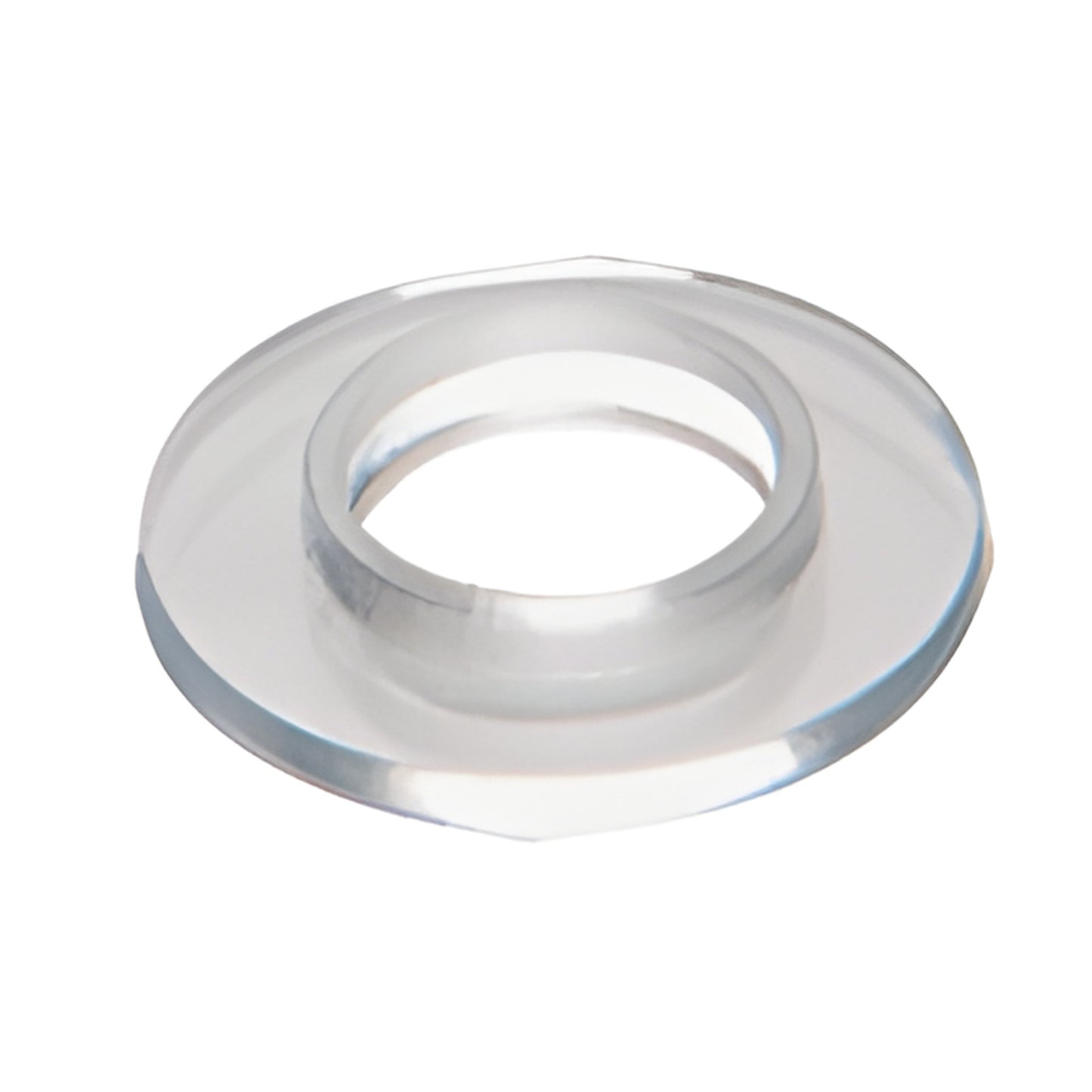 Clear vinyl washer (3/4") for glass standoffs - protective spacer around drilled hole. SKU HW057