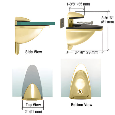 CRL Polished Brass Heavy-Duty Adjustable Wall Shelf Bracket