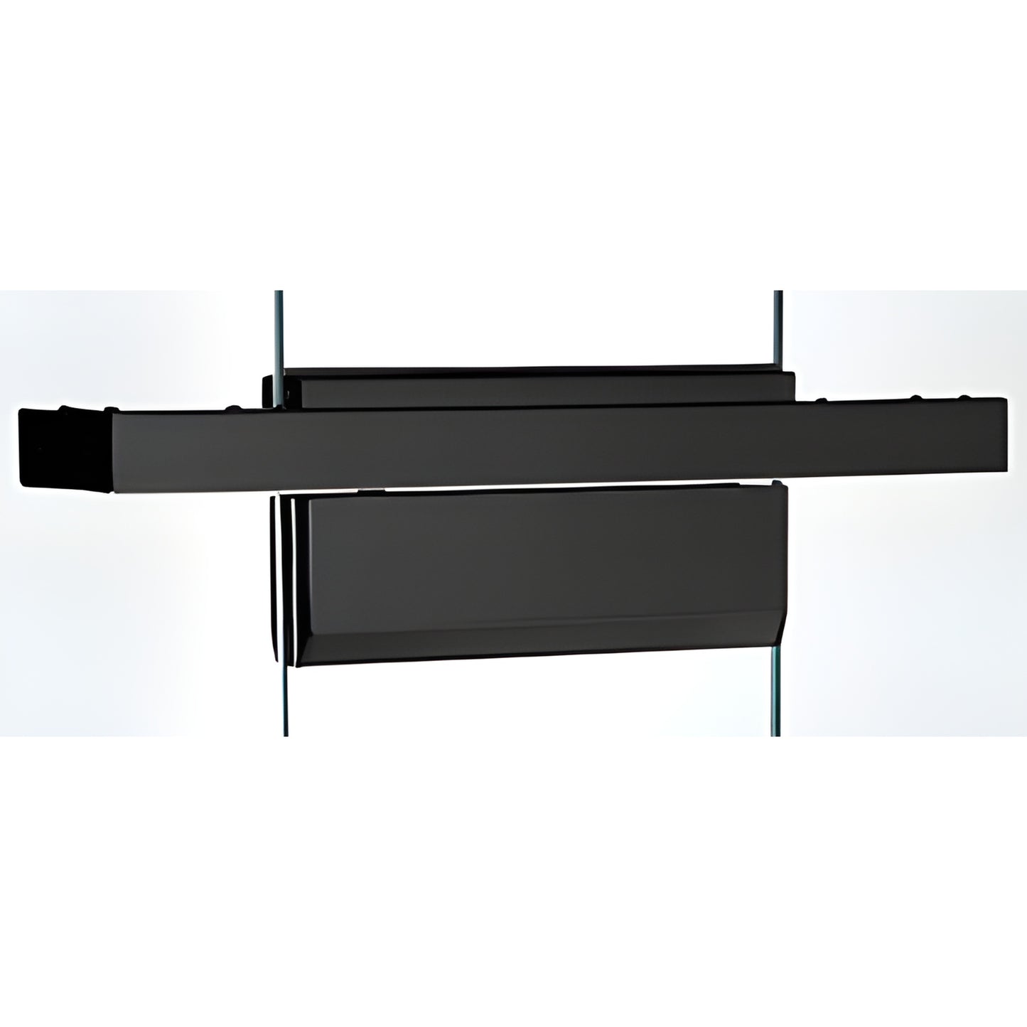 Matte black floating header for 1/2" glass (glass-to-glass) for overhead concealed door closers, SKU FH4MBLS