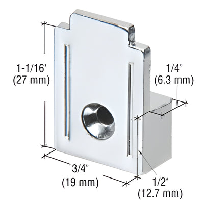 CRL Polished Chrome 3/4 in Square Metal Mirror Clip