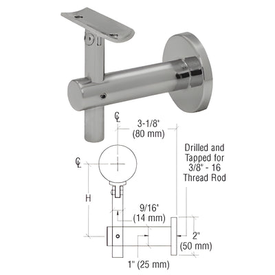 CRL Sunset 316 Brushed Stainless Steel Wall-Mount Handrail Bracket