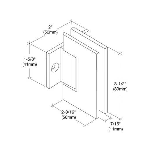 CRL Oil Rubbed Bronze Geneva 280 Series Pony Wall Mount Hinge, 180° angle, sleek design.
