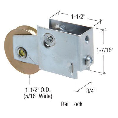 CRL 1-1/2 in Steel Sliding Glass Door Roller - 3/4 in Housing Replacement