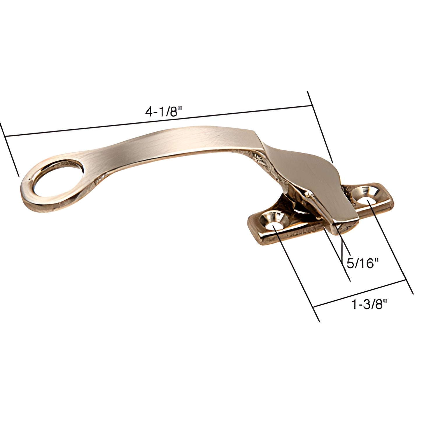 CRL H3600 brushed nickel casement window locking handle for steel windows, 4-1/8 long, 5/16 tongue, hole for transom pole.