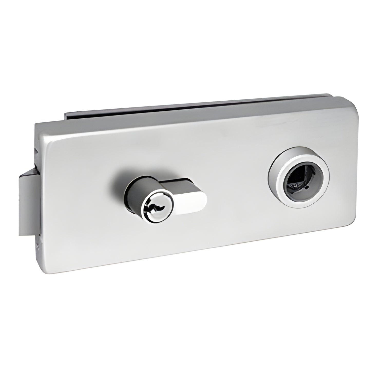 CRL Fallbrook square glass door latch with keyed cylinder, satin anodized finish, for 8-10mm interior glass (SKU: FLKSSA)