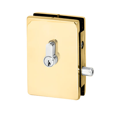 CRL EUR Series Polished Brass Center Patch Lock for Glass Doors