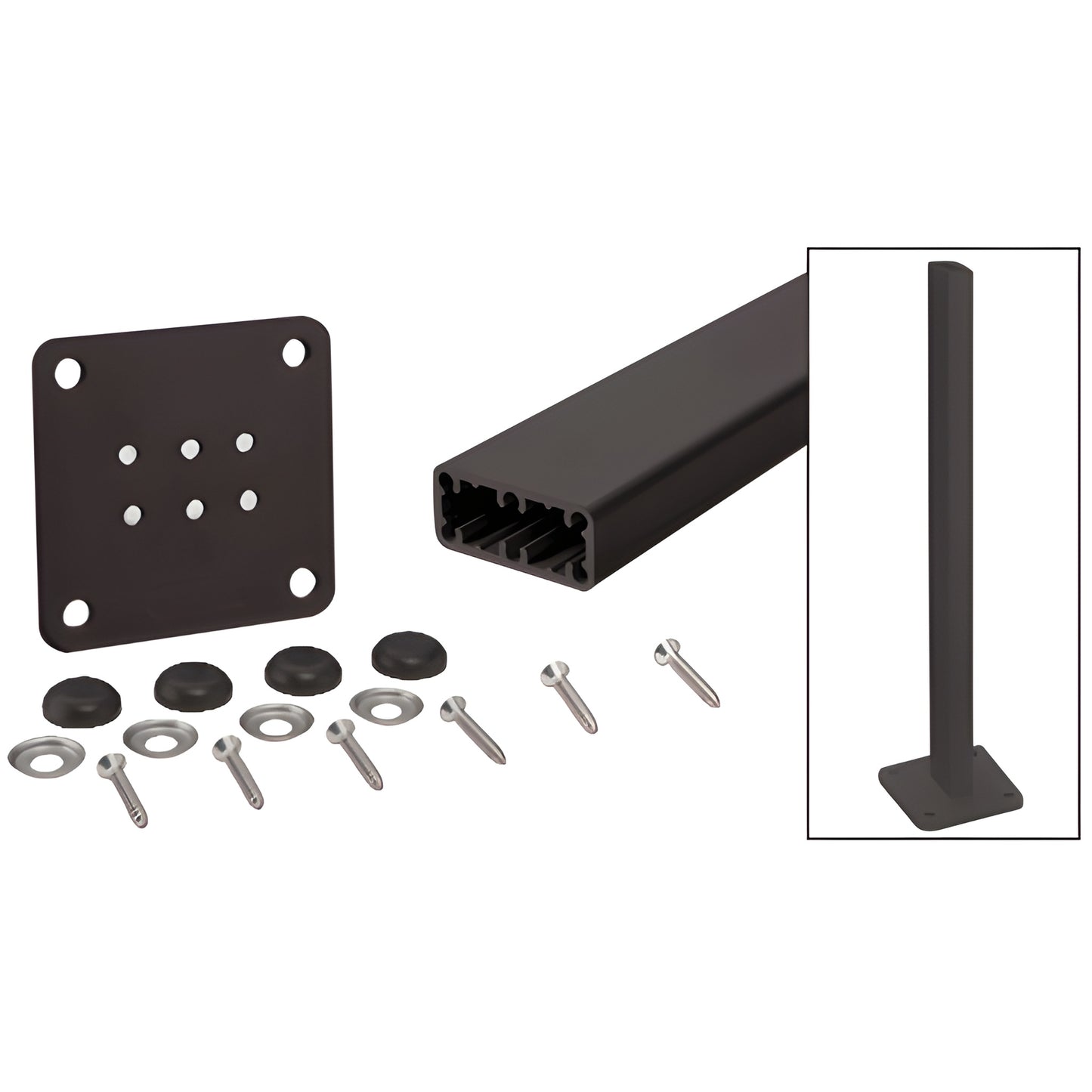 HPT36KBRZ matte bronze 36 in aluminum surface-mount post kit with base plate, gasket, stainless screws, washers, cover button