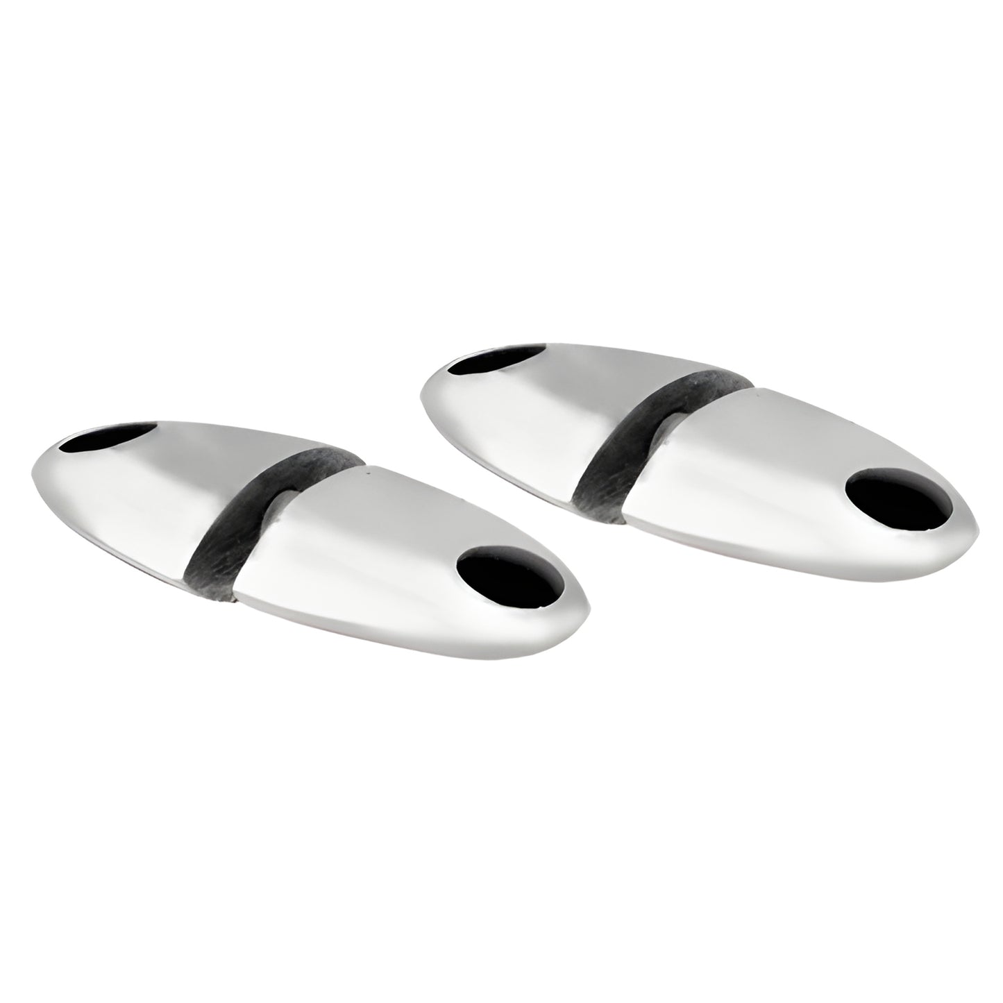Brushed stainless steel mounting post VP2BS for Variant Series handles, oval cover with black rubber insert