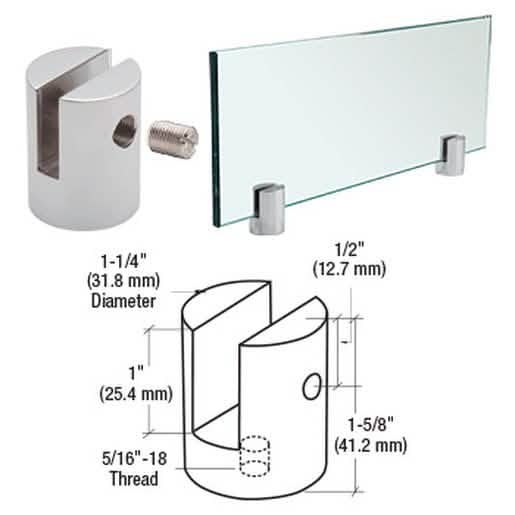 CRL Chrome Slot Mount Standoff for 1/2" Panels - Sleek, Durable, Easy Installation