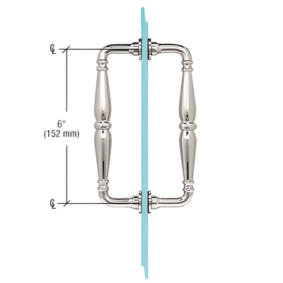 CRL 6" Polished Nickel Victorian Back-to-Back Glass Door Pull