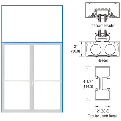 CRL-U.S. Aluminum 451 Clear Anodized 76x126 Transom Double Door Frame