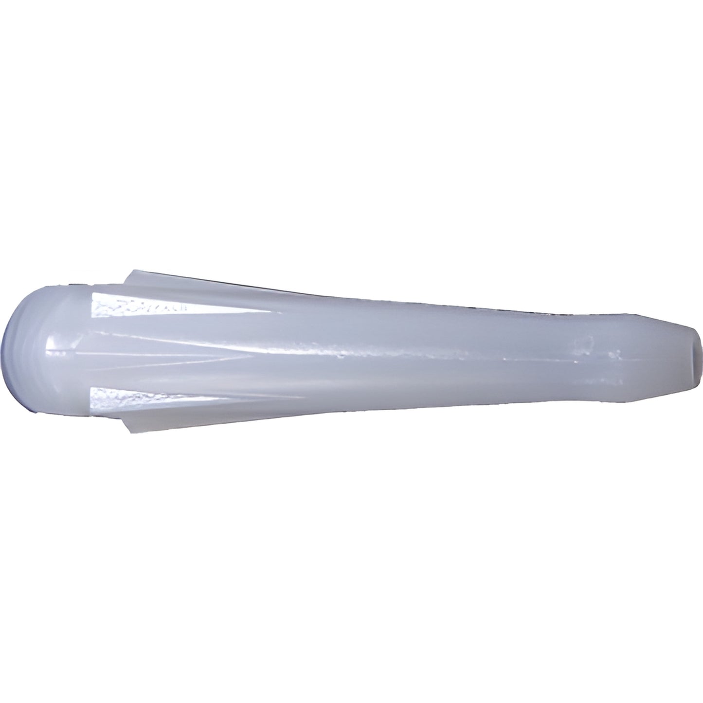 White polyethylene screw-on adapter nozzle for sealant guides, 2-1/2in length, 5/8in tip (SKU 989)