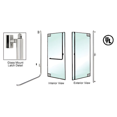 CRL-Blumcraft® Brushed Stainless Right Hand Reverse Glass Mount Keyed Access "F" Exterior, Top Securing Panic Handle