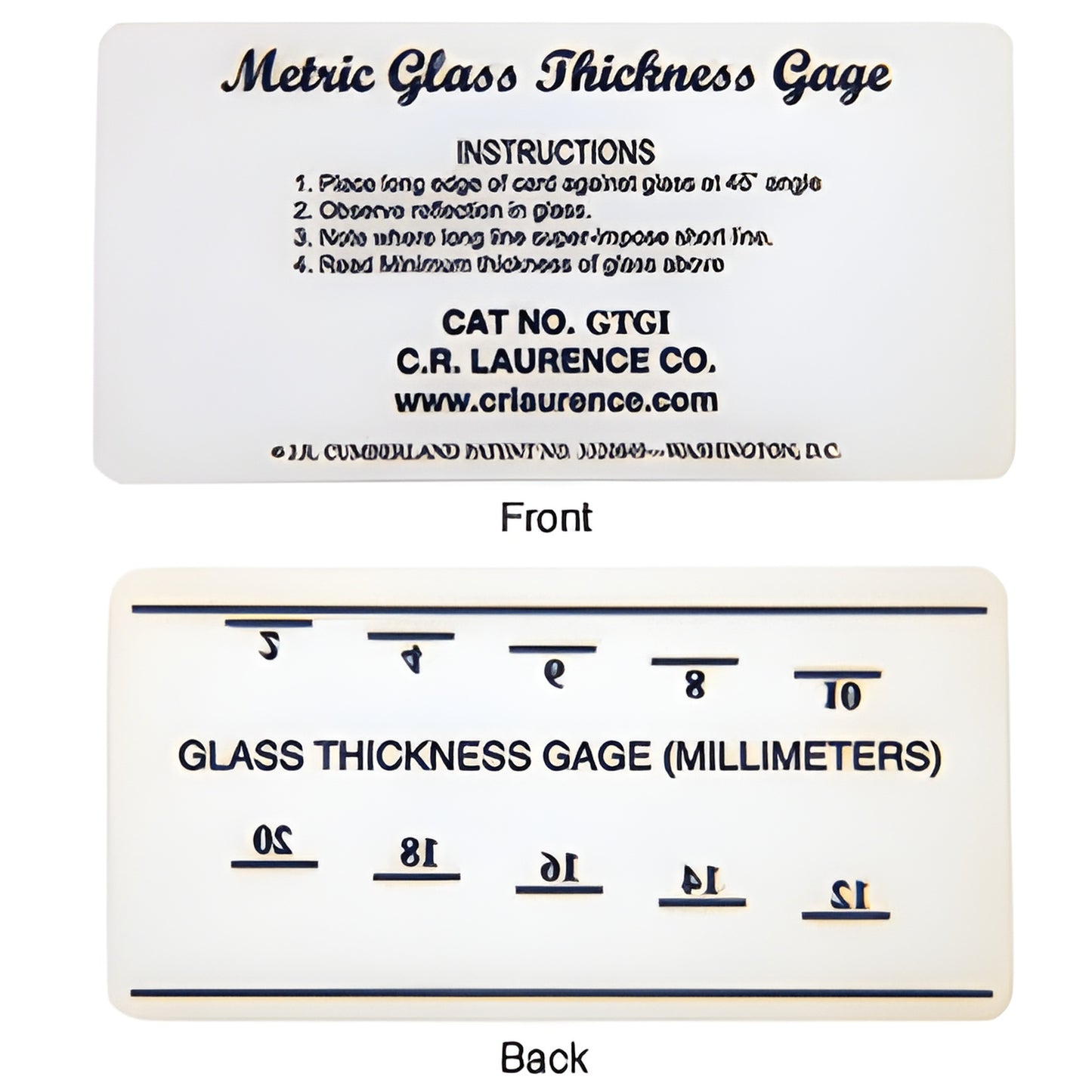 CRL GTG1 metric glass thickness gauge, lightweight plastic card for measuring glass on installed and double glazed windows