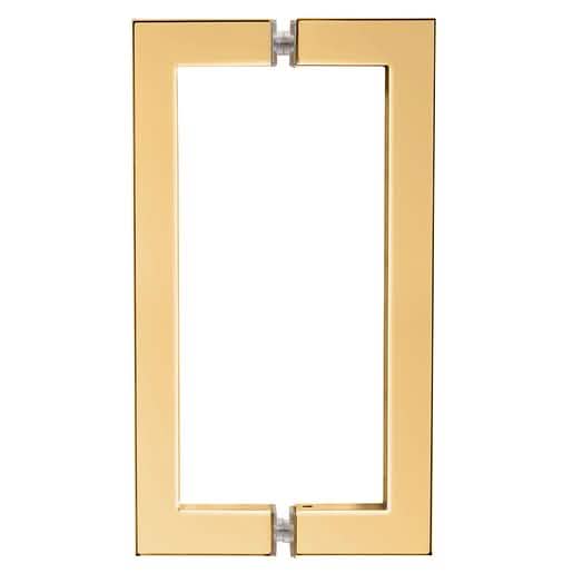 CRL French Gold 8"x8" Square Tubing Pull Handles - Elegant Back-to-Back Design