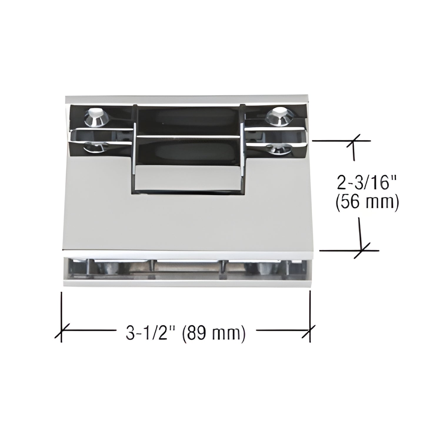 GTC037CH polished chrome ceiling-mounted 3-point movable transom clamp, brass, 3-1/2 2-3/16 in.