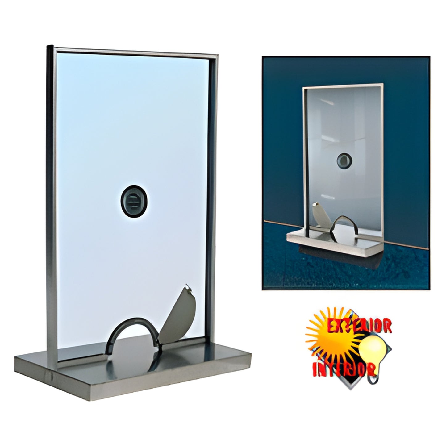 SCW102C aluminum ticket window with 1/4" tempered glass, speak thru port and brushed stainless steel shelf