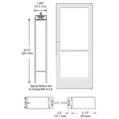 CRL-U.S. Aluminum 400 36x84 White Kynar Door, Offset, Surface Closer