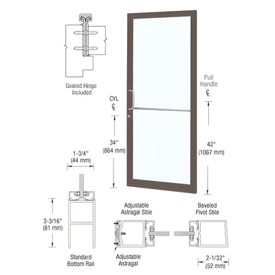 CRL-U.S. 250 Series Narrow Stile Black Anodized Door Leaf 3'0x7'0