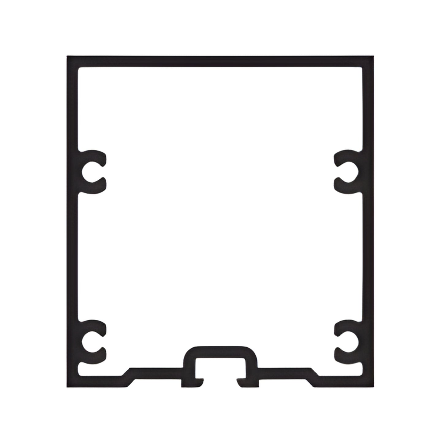 Black extruded aluminum profile (curtain wall/glazing sill) with internal clip grooves, SKU RW46071.