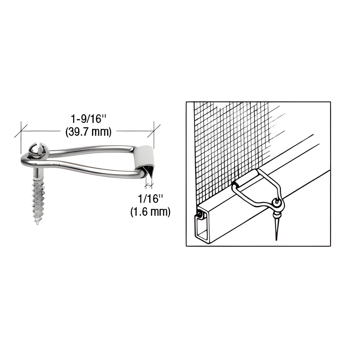 CRL spline ball latch L5781, mill finish screen retainer with screw, 1-9/16" long, secures bottom of window screen